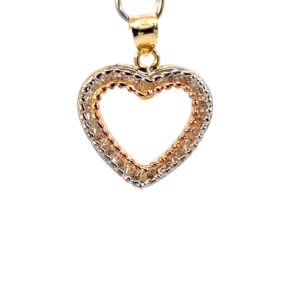 Dije de oro 10k Corazón abierto con piedras