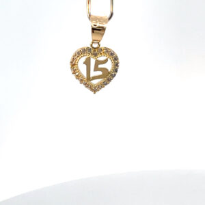 Dije de oro 10k Corazón abierto con piedras