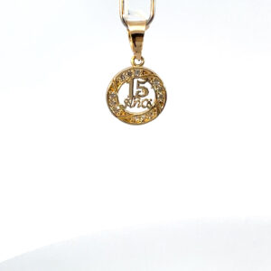 Dije de oro 10k Circular 15 años con piedras