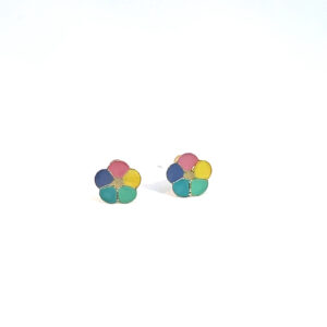Broquel de oro 10k Flor multicolor 5mm
