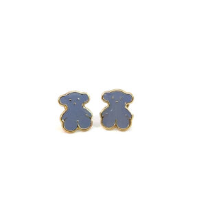 Broquel de oro 10k Osito tous azul 7mm