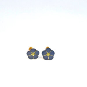 Broquel de oro 10k Flor azul 6mm