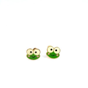 Broquel de oro 10k Ranita verde 5mm