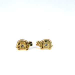 Broquel de oro 10k Tortuga con piedra 8.5mm