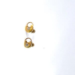 Broquel de oro 10k Candado con piedra 5mm