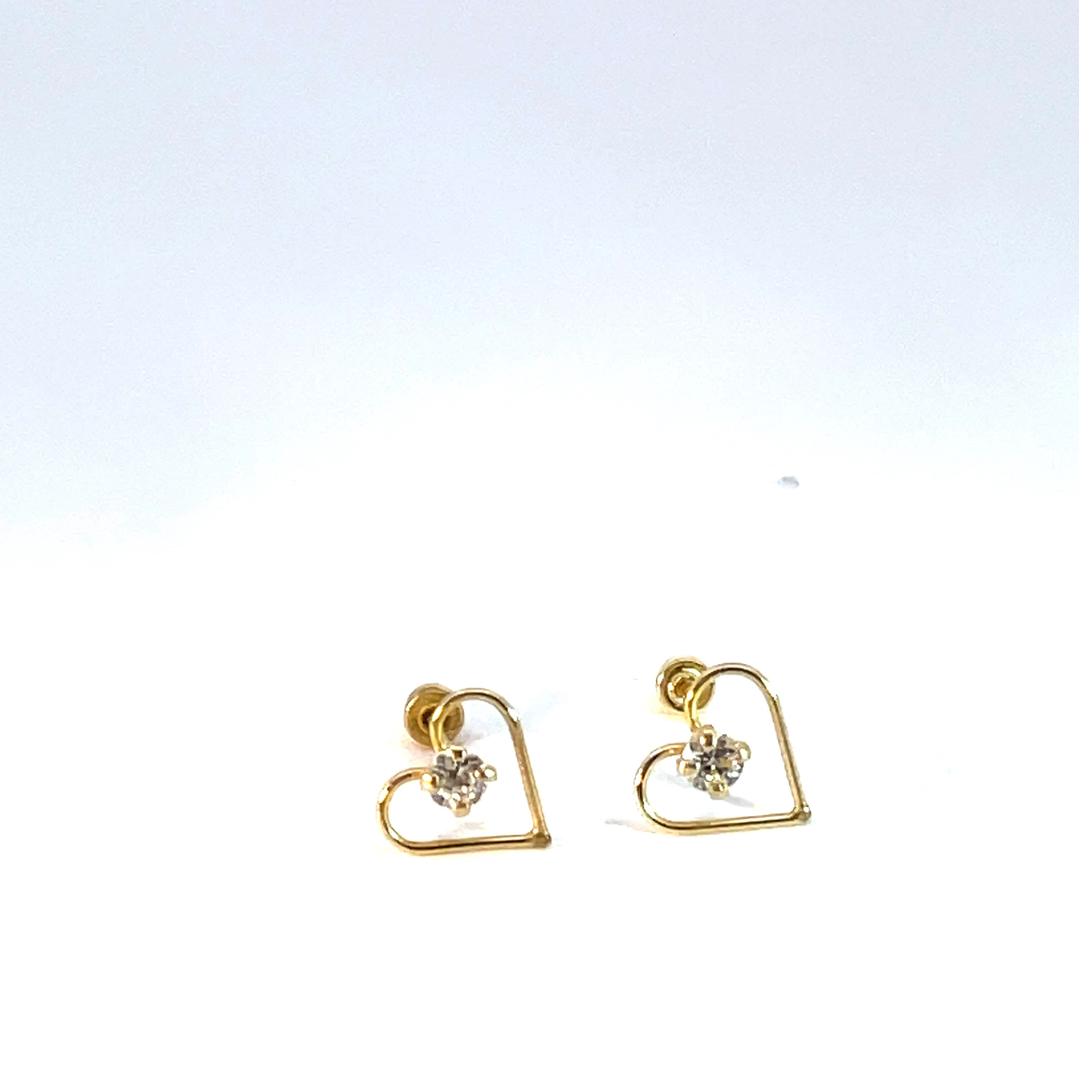 Broquel de oro 10k Corazón calado con piedra 5.5mm - Imagen 2
