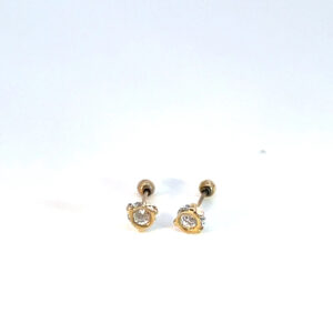 Broquel de oro 10k Bisel piedra blanca 3mm