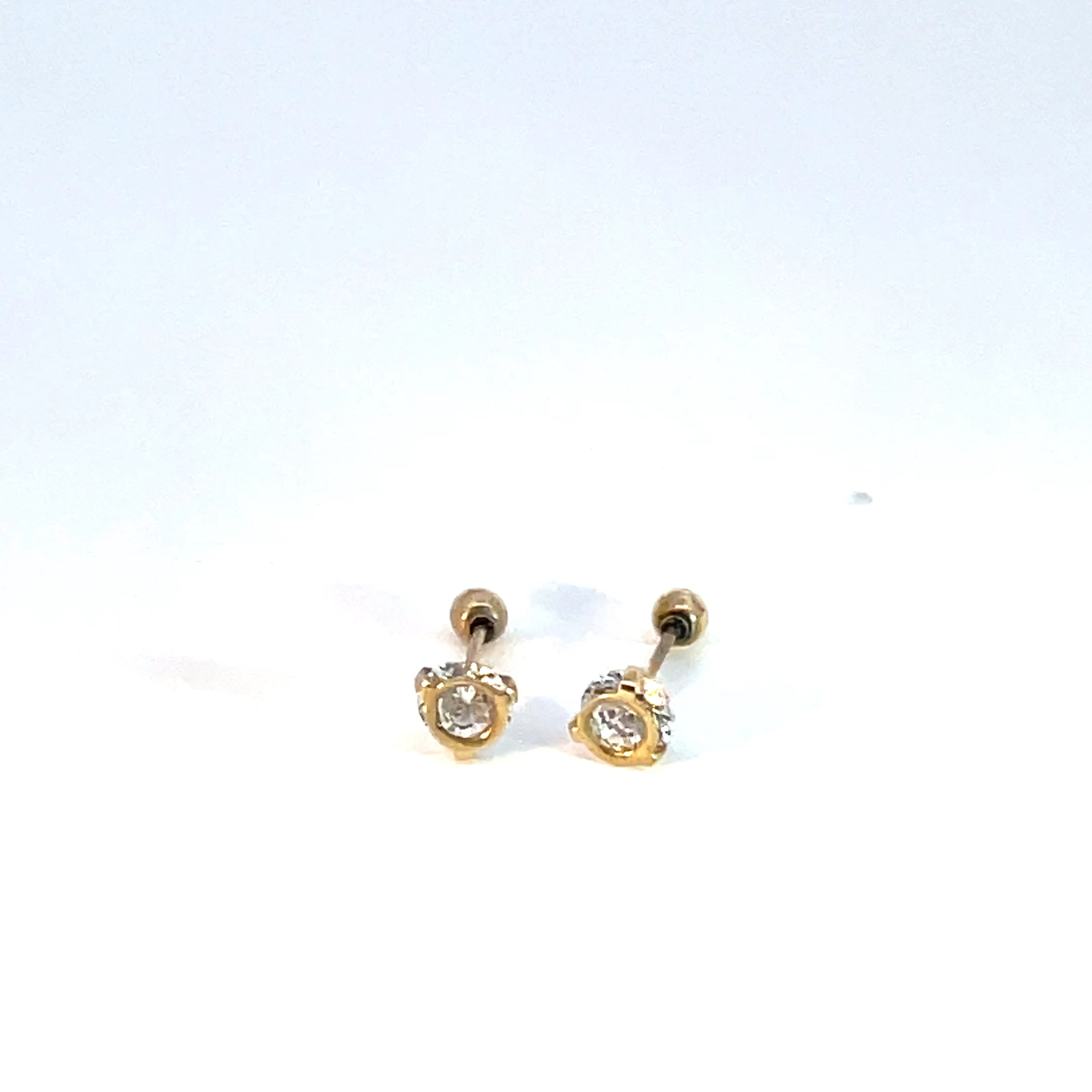 Broquel de oro 10k Bisel piedra blanca 3mm