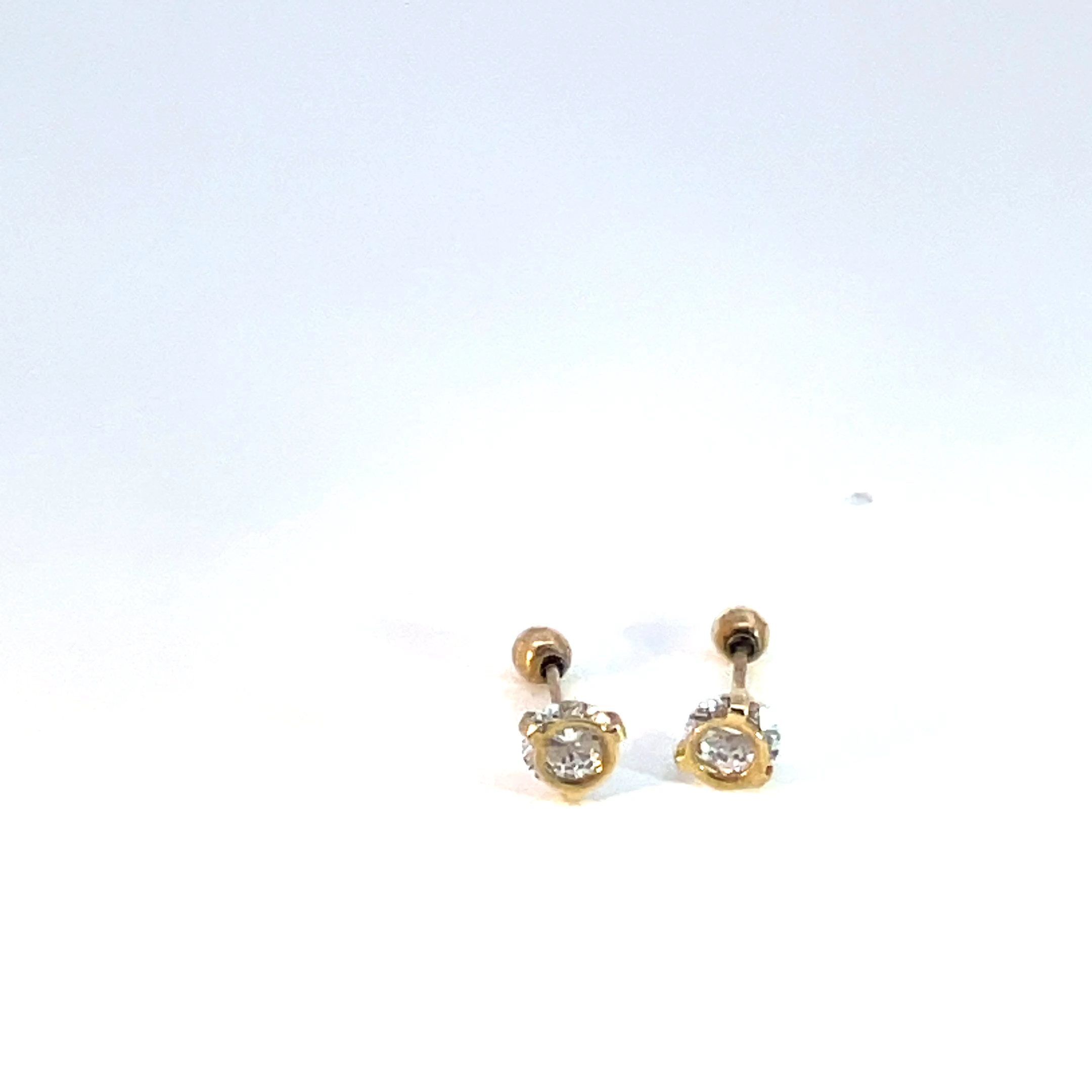 Broquel de oro 10k Bisel piedra blanca 3mm - Imagen 2