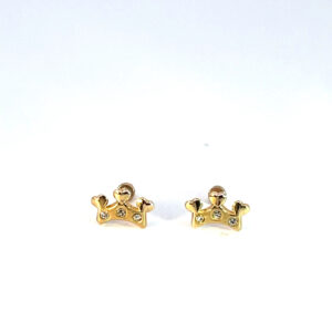 Broquel de oro 10k Corona con piedras 4mm