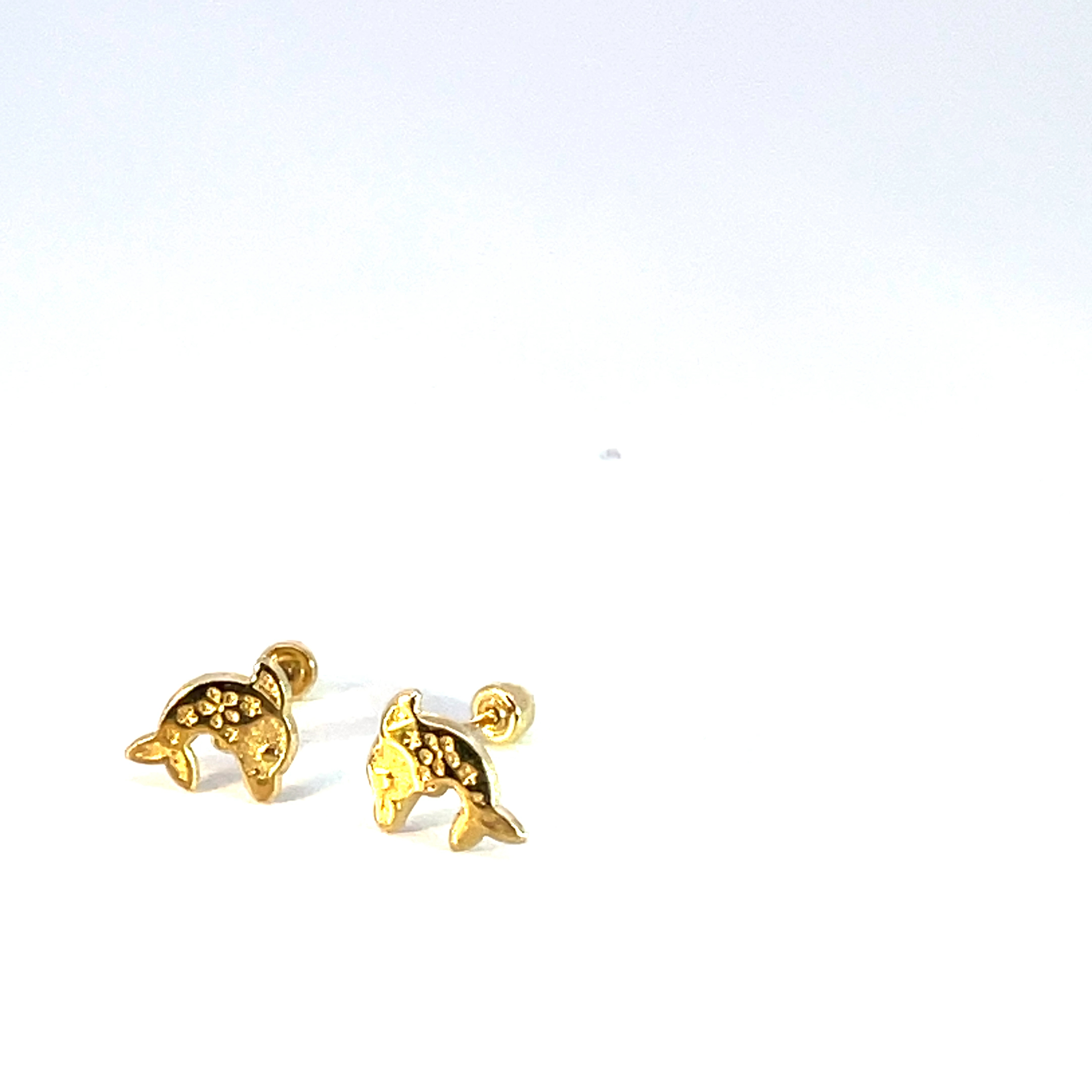 Broquel de oro 10k Delfin 6mm - Imagen 3