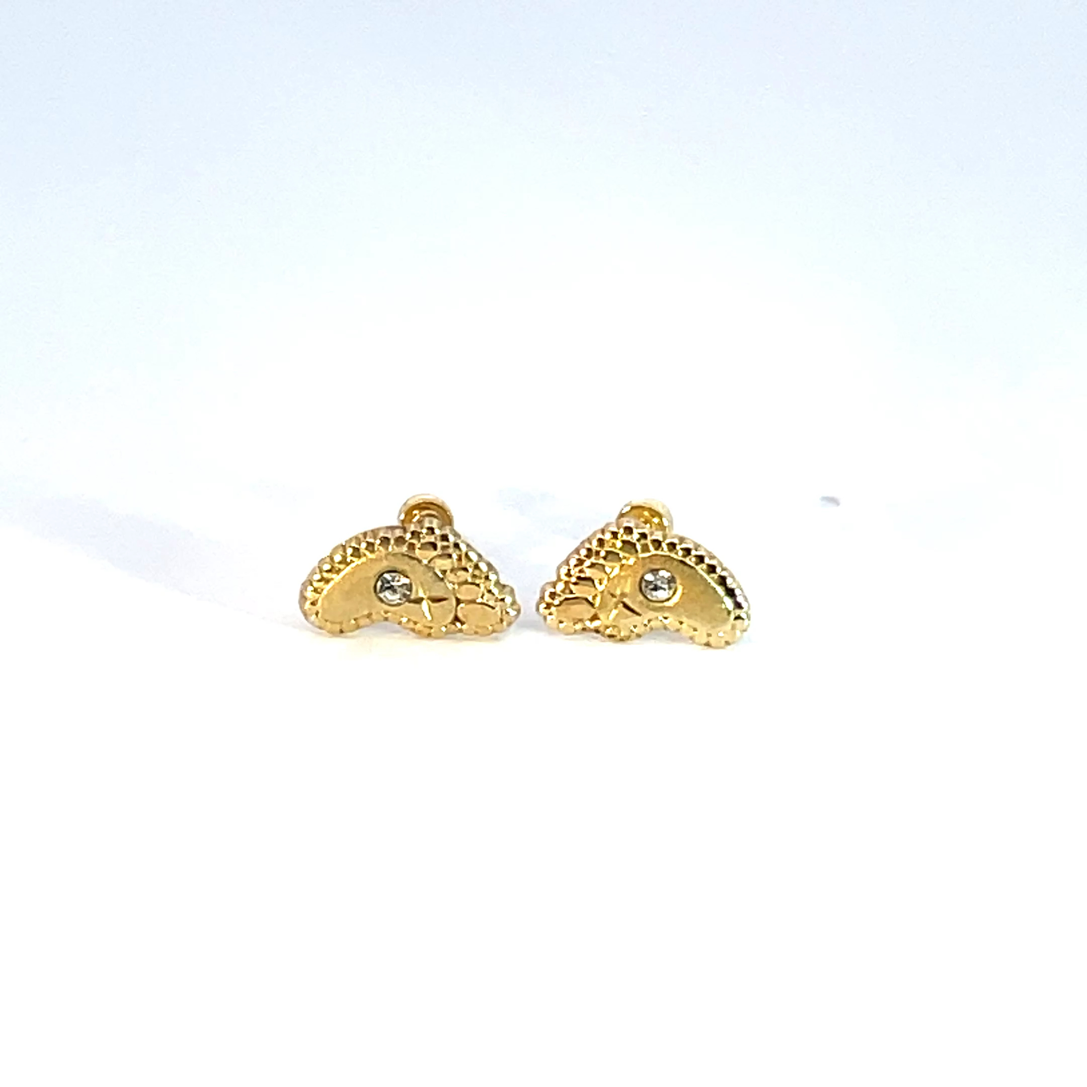 Broquel de oro 10k Pies con piedra 7mm