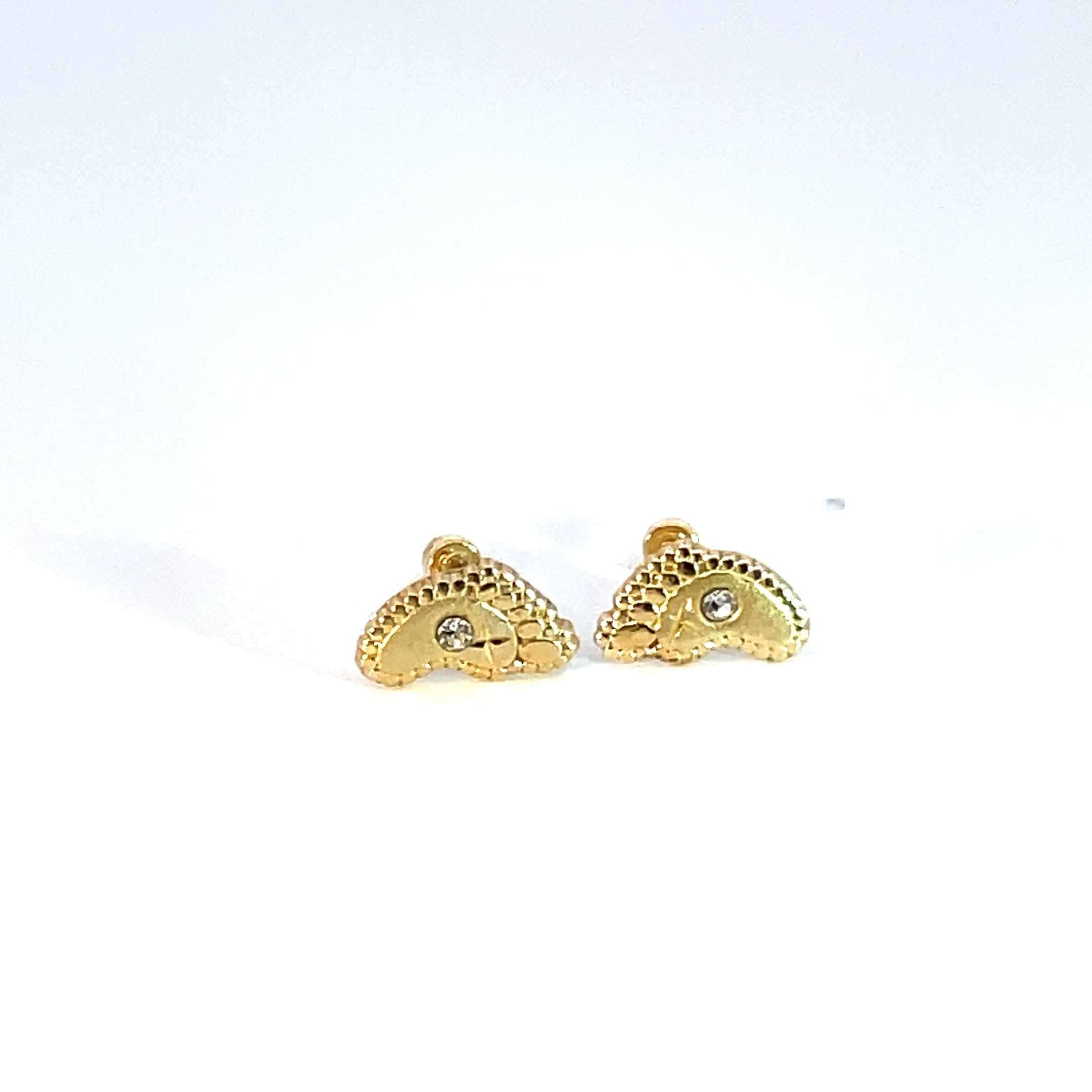 Broquel de oro 10k Pies con piedra 7mm - Imagen 2