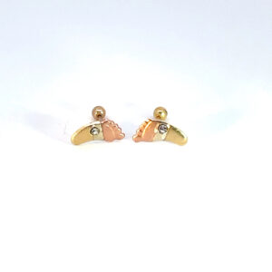 Broquel de oro 10k Pies con piedra 8mm