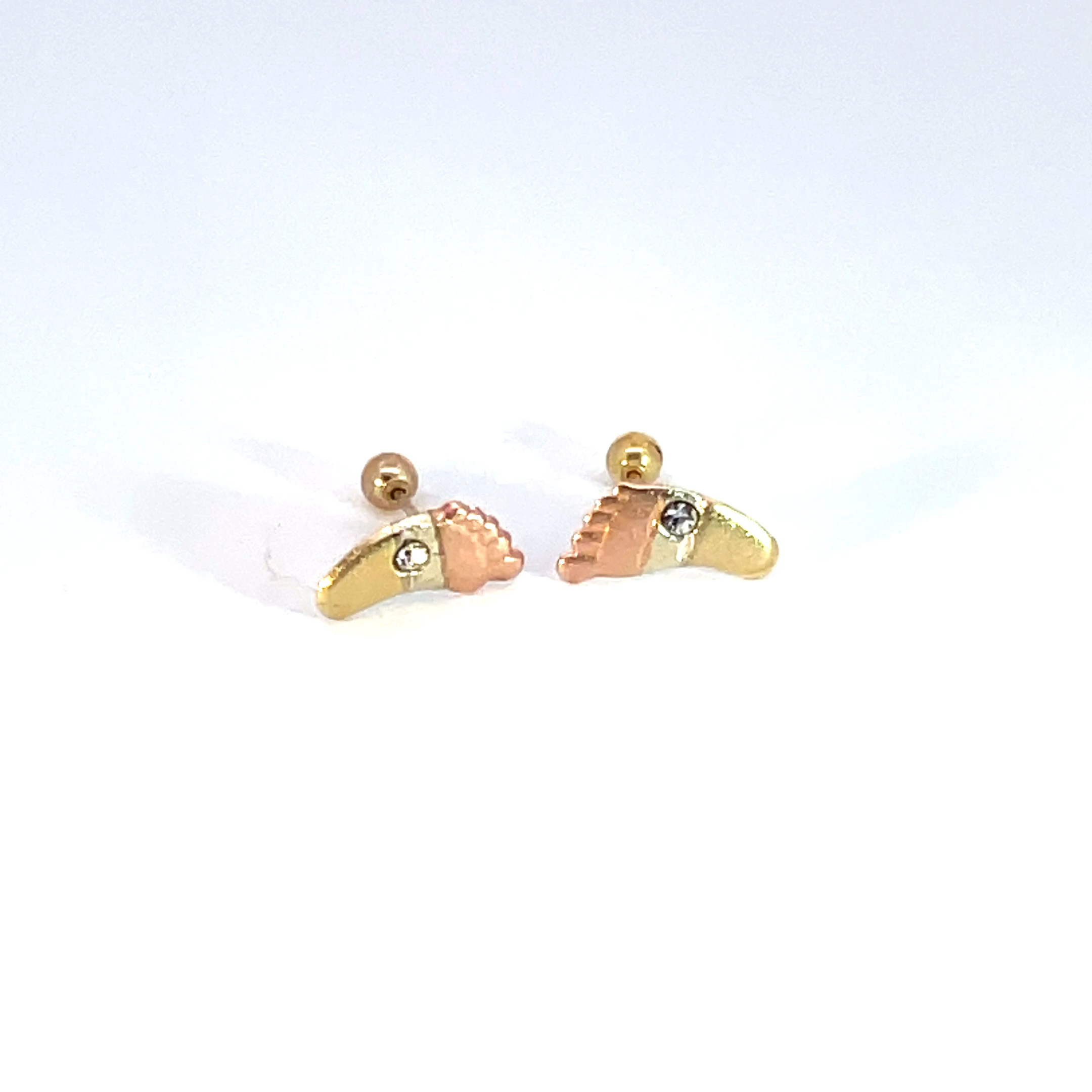 Broquel de oro 10k Pies con piedra 8mm - Imagen 2