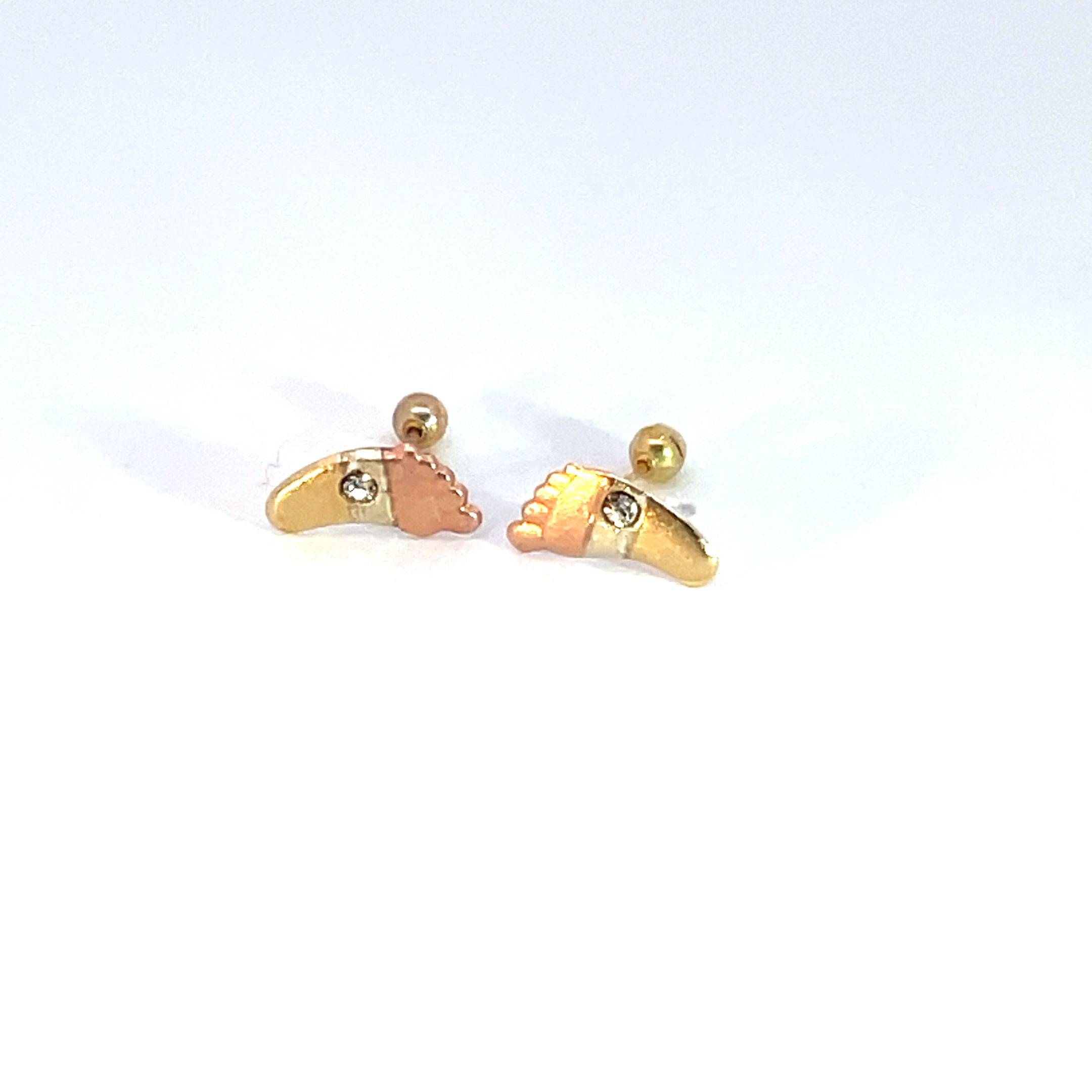 Broquel de oro 10k Pies con piedra 8mm - Imagen 3