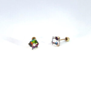 Broquel de oro 10k Piedra mágica cubo 3mm