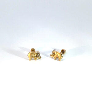 Broquel de oro 10k Elefante con piedra 3.5mm