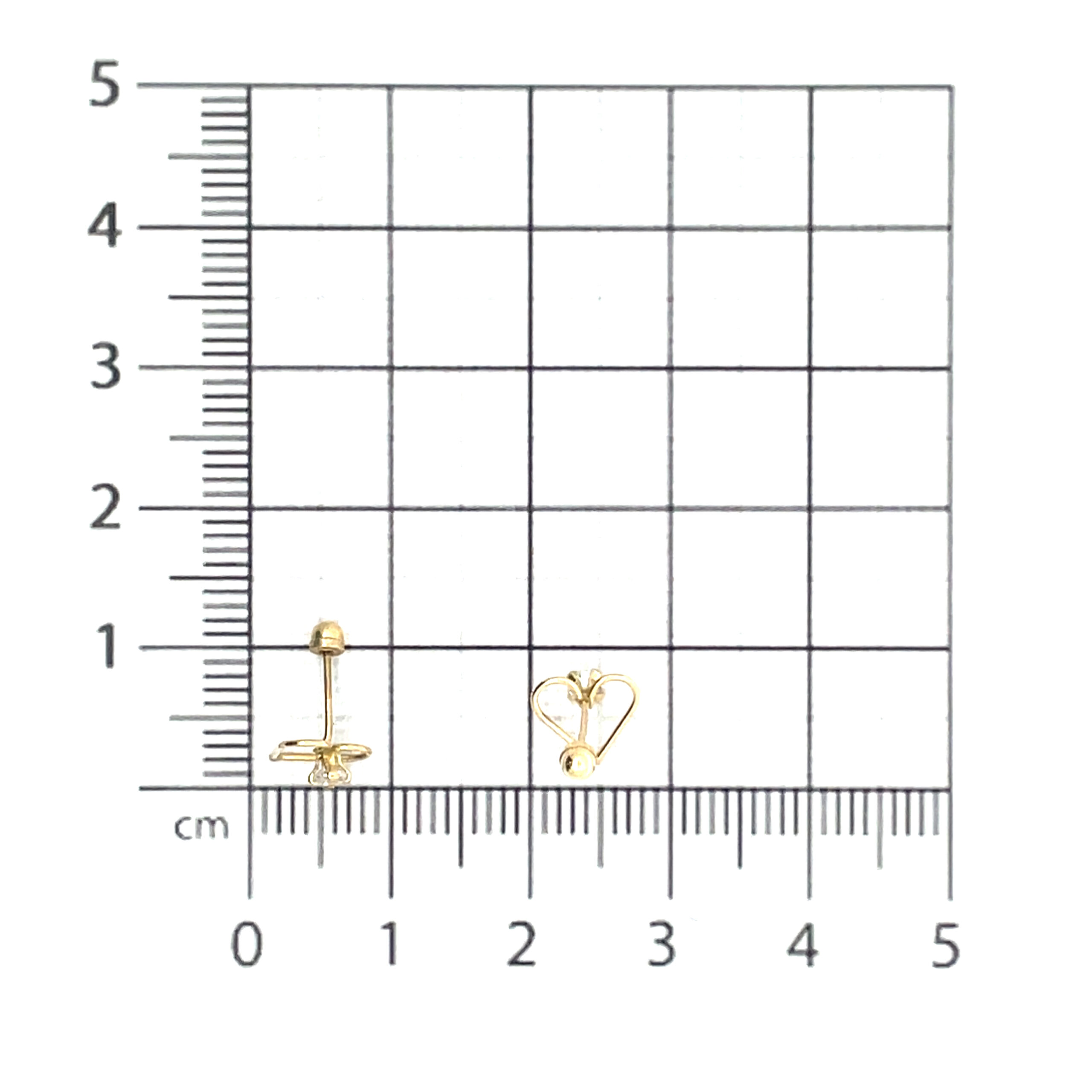 Broquel de oro 10k Corazón calado con piedra 5.5mm - Imagen 4