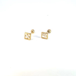 Broquel de oro 10k Bisel cuadrado con piedra 3mm