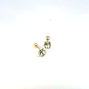 Broquel de oro 10k Bisel con piedra redonda verde 3mm