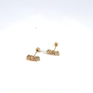 Broquel de oro 10k Barra con piedras 1mm