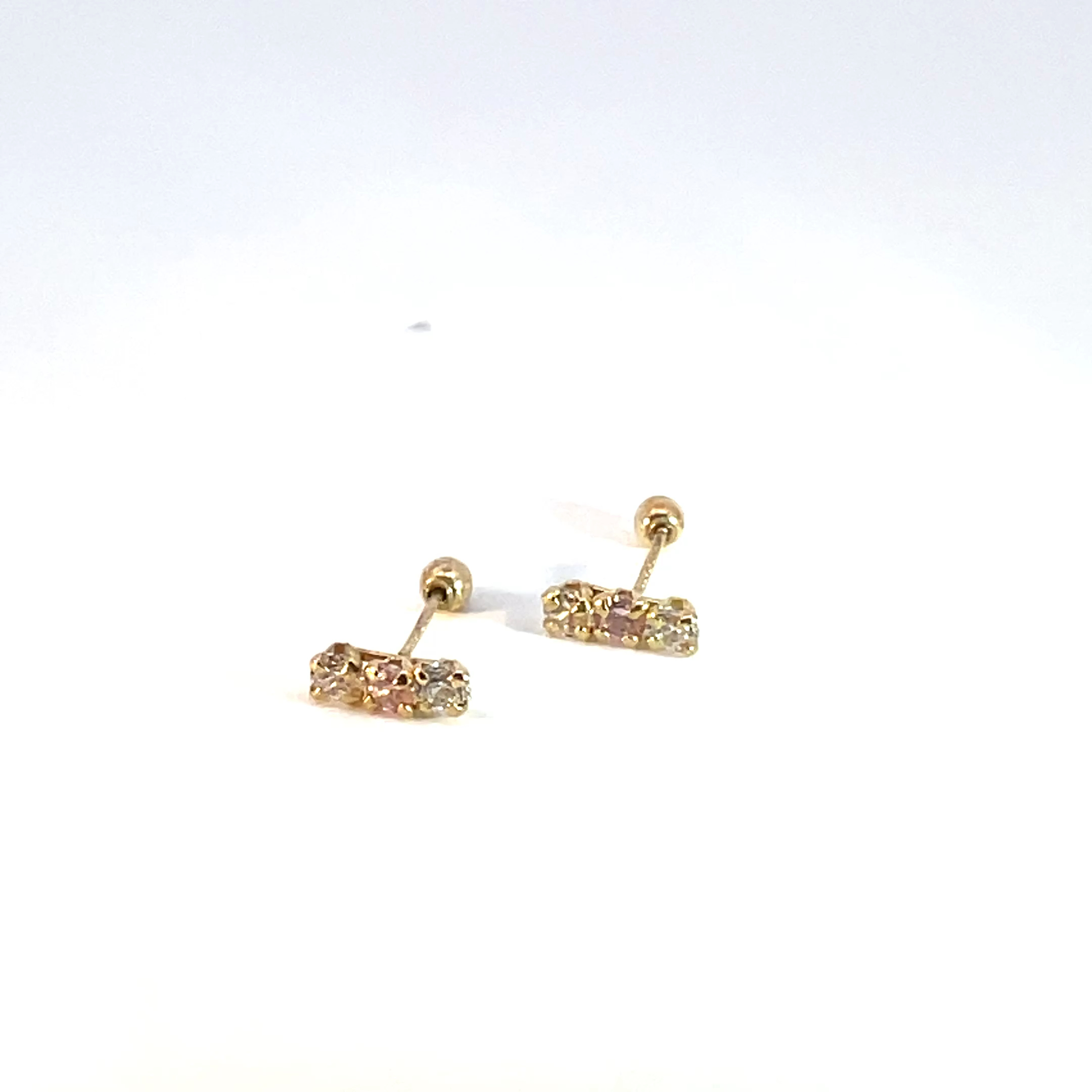 Broquel de oro 10k Barra con piedras 1mm