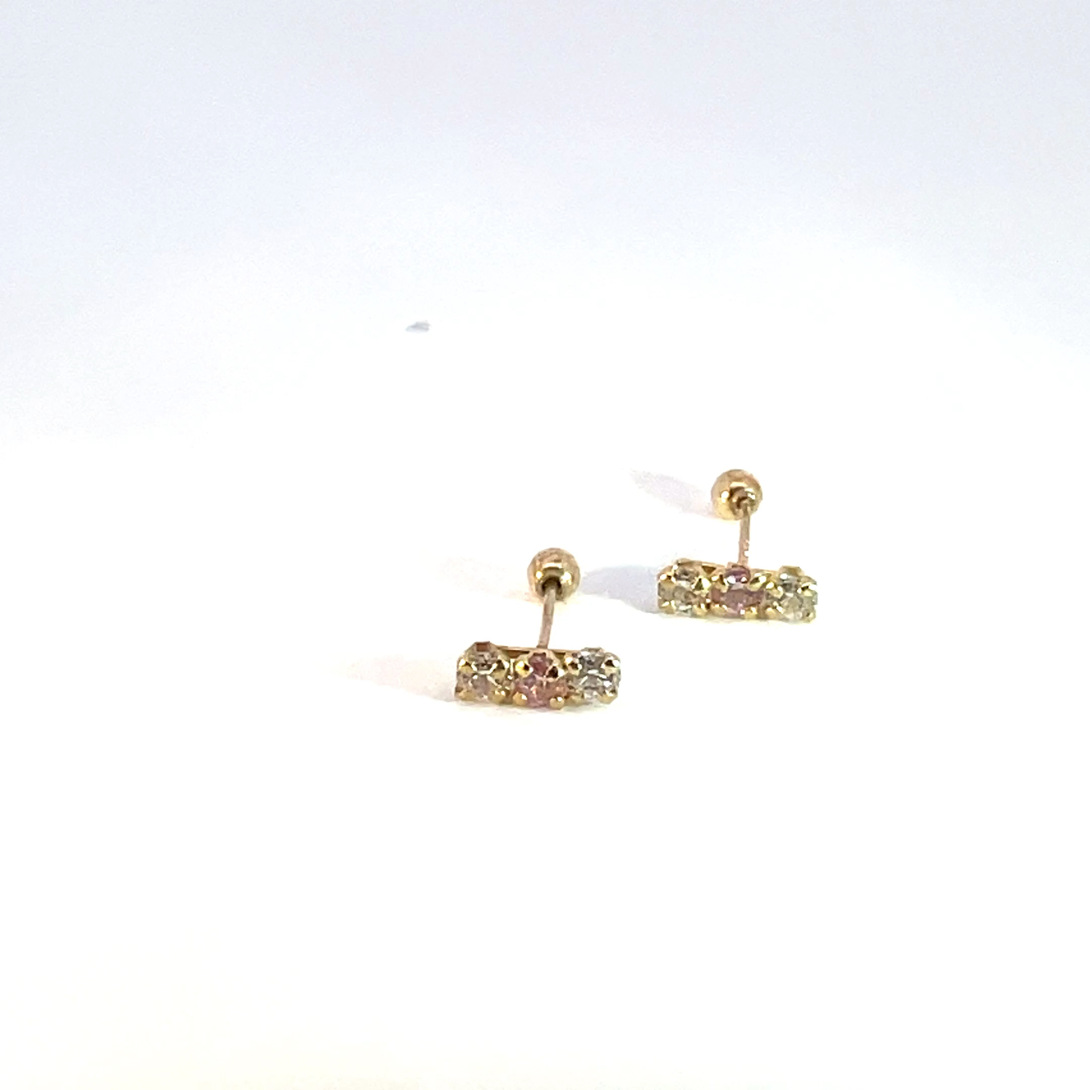Broquel de oro 10k Barra con piedras 1mm - Imagen 2