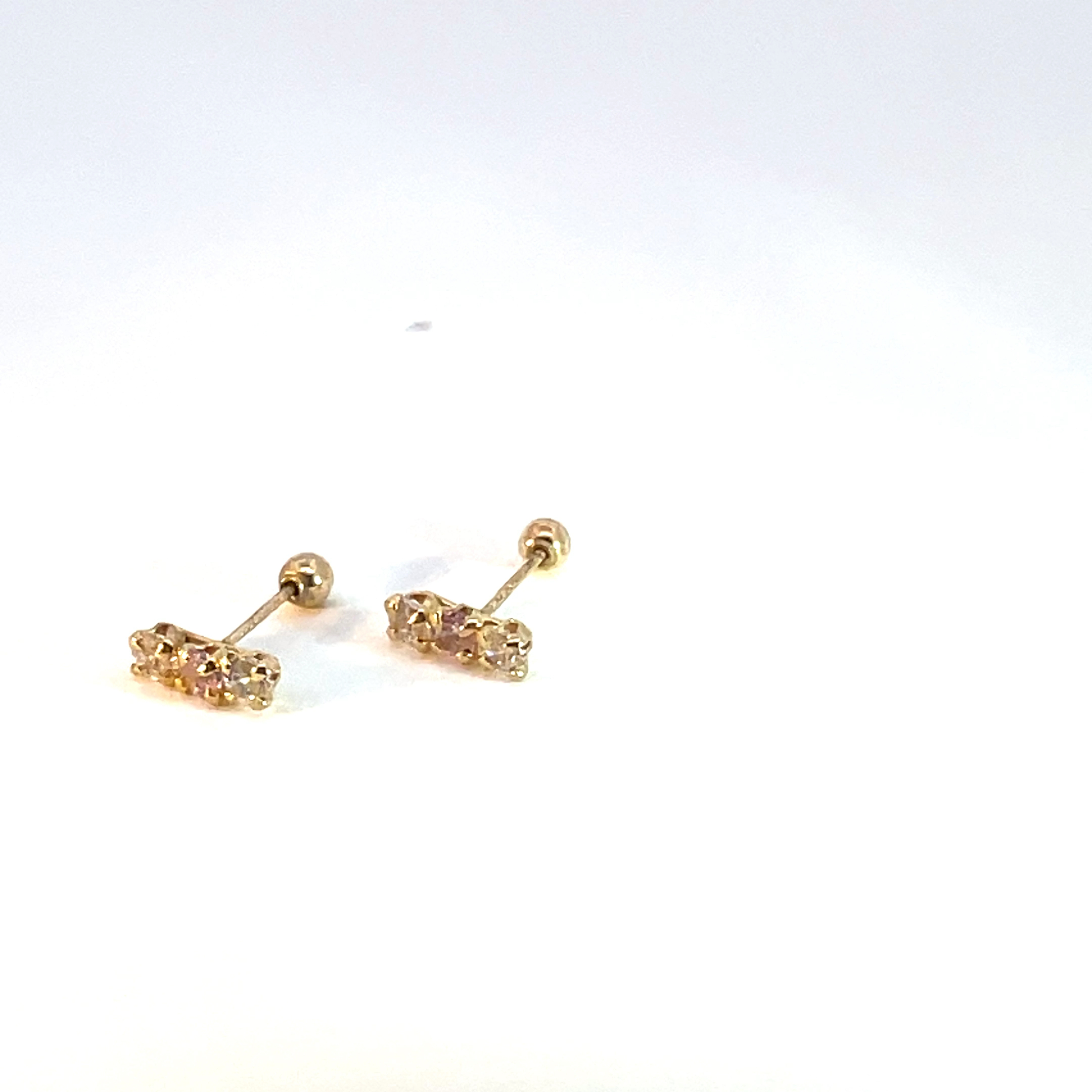 Broquel de oro 10k Barra con piedras 1mm - Imagen 3