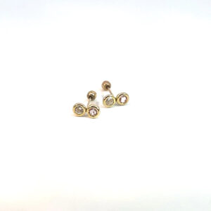 Broquel de oro 10k Bisel doble con piedras 2mm