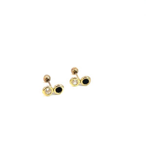Broquel de oro 10k Bisel con piedras redondas 2mm