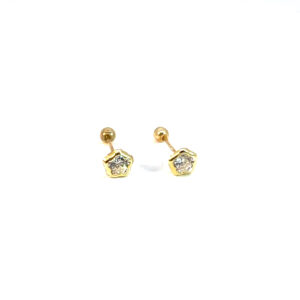 Broquel de oro 10k Estrella con piedra 3.5mm
