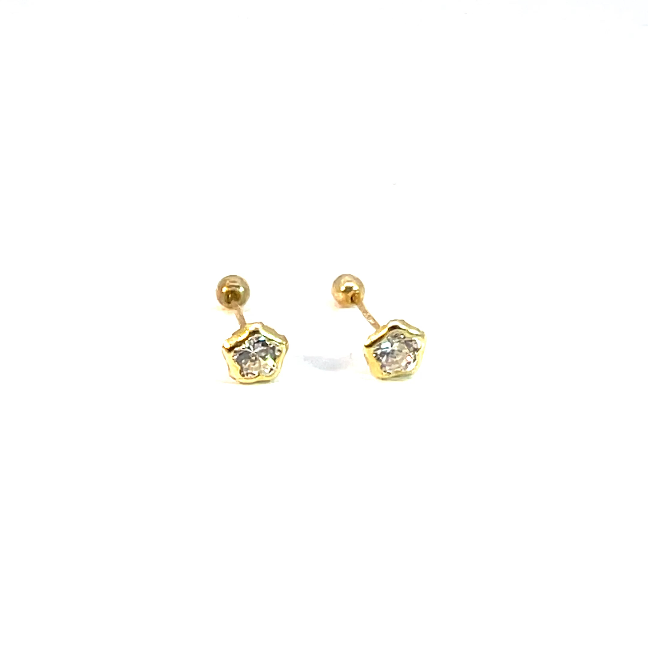 Broquel de oro 10k Estrella con piedra 3.5mm