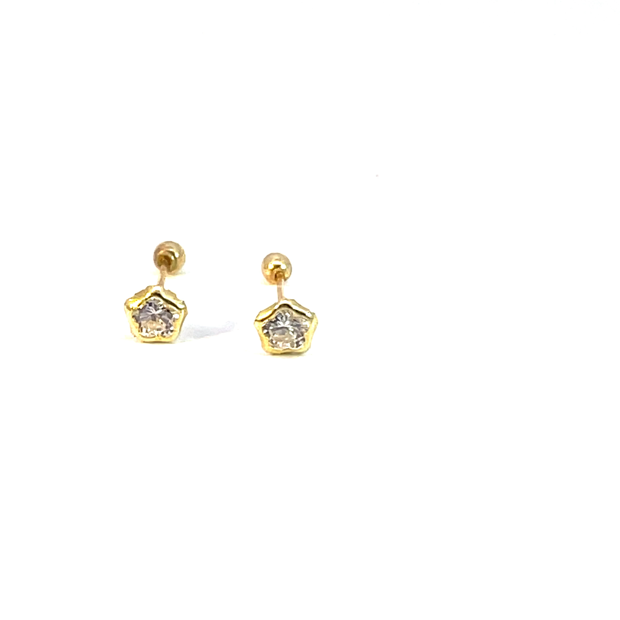 Broquel de oro 10k Estrella con piedra 3.5mm - Imagen 3