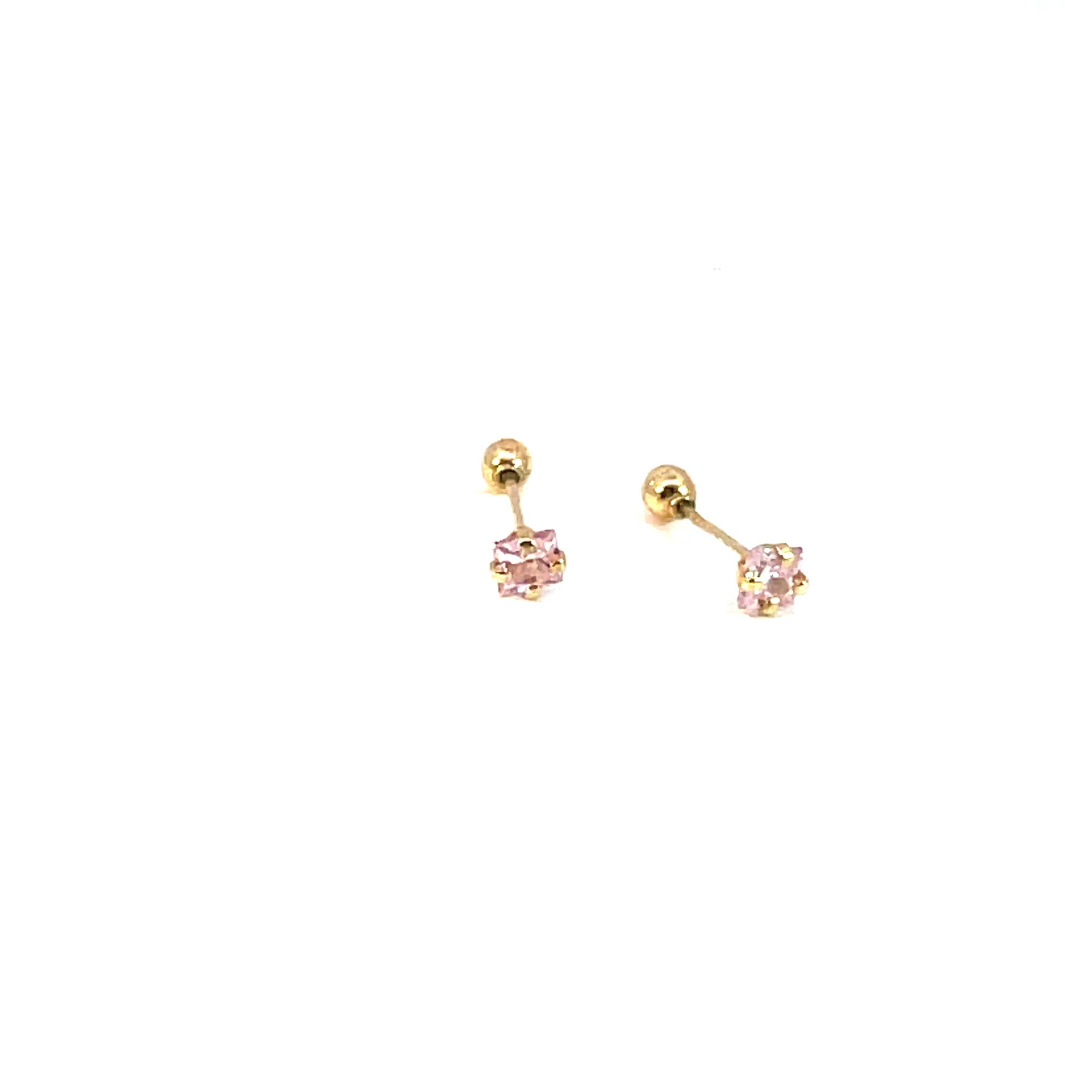 Broquel oro 10k Sin bisel piedra redonda rosa 2mm - Imagen 2