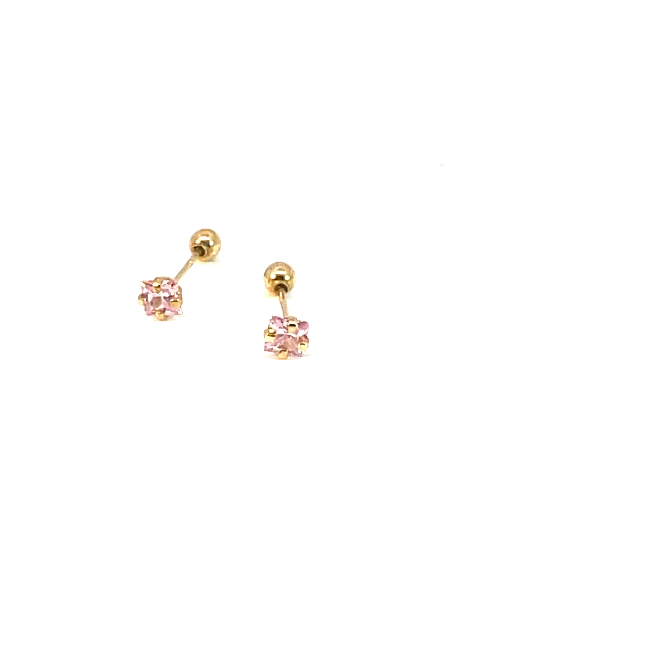 Broquel oro 10k Sin bisel piedra redonda rosa 2mm - Imagen 3