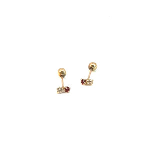 Broquel de oro 10k Sin bisel con piedras redondas 0.5mm