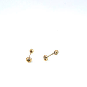 Broquel de oro 10k Bisel con piedra redonda blanca 2mm