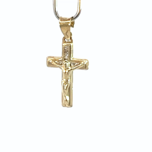 Dije de oro 10k Cruz con cristo con piedras