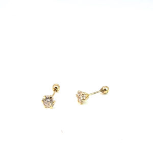 Broquel de oro 10k Sin bisel piedra redonda blanca 3mm