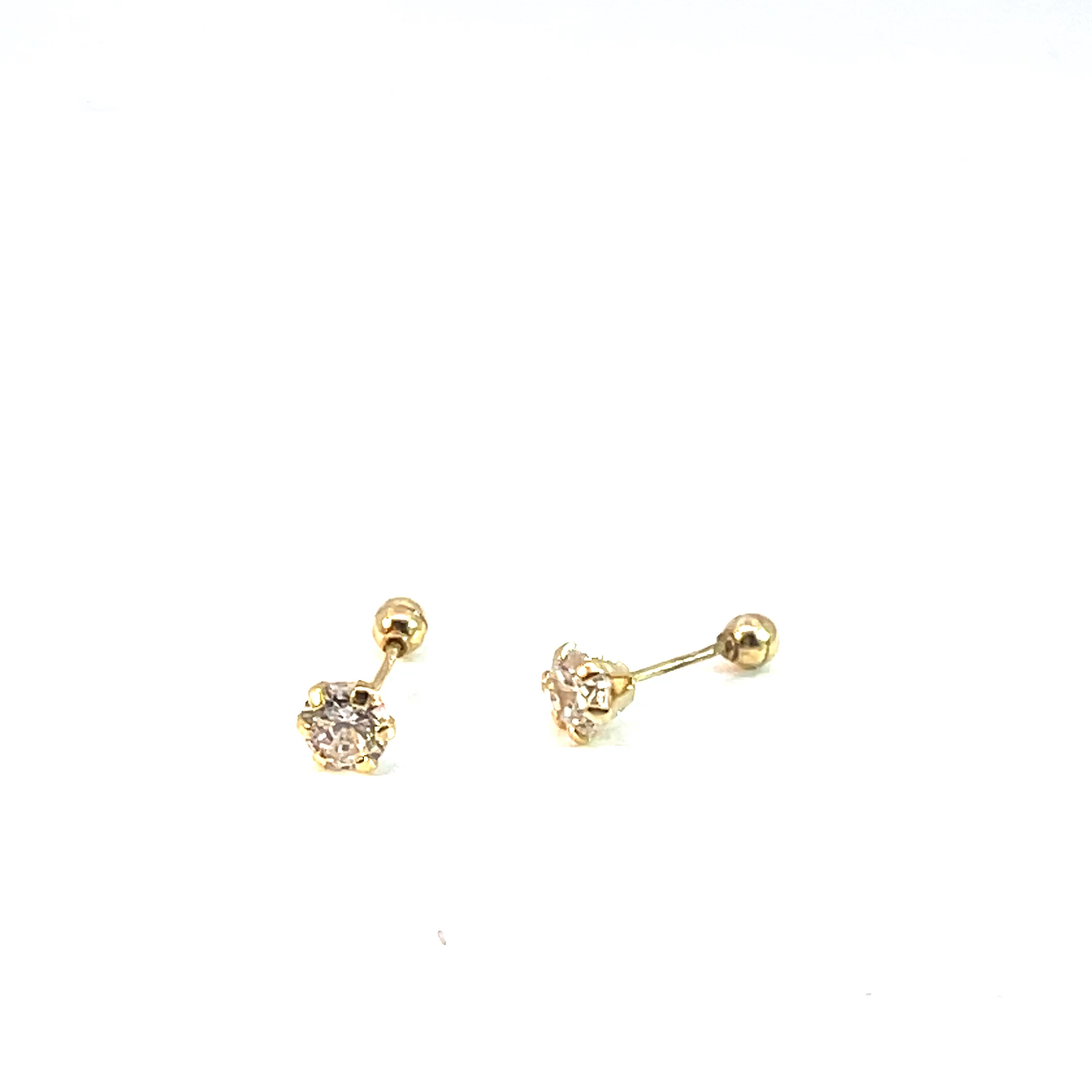 Broquel de oro 10k Sin bisel piedra redonda blanca 3mm