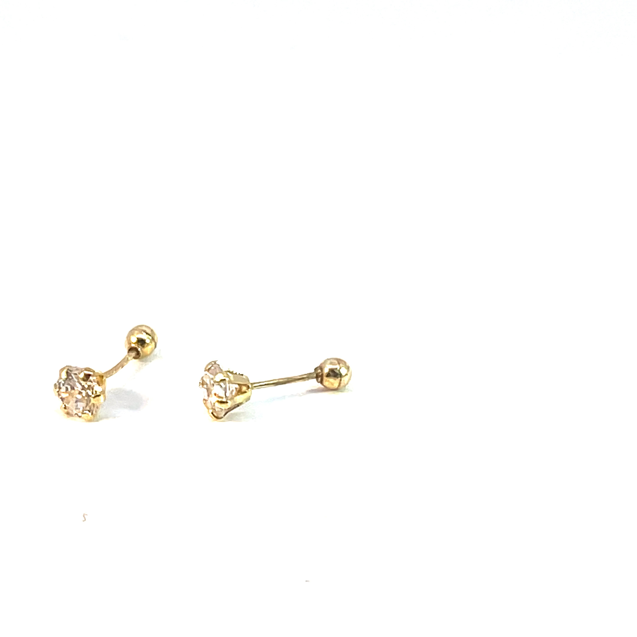 Broquel de oro 10k Sin bisel piedra redonda blanca 3mm - Imagen 3