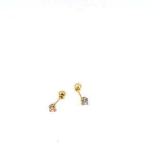 Broquel de oro 10k Sin bisel piedra redonda blanca 1.5mm
