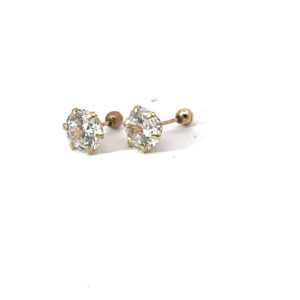 Broquel de oro 10k Sin bisel piedra redonda blanca 4.5mm