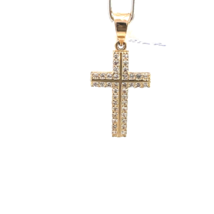 Dije de oro 10k Cruz con piedras