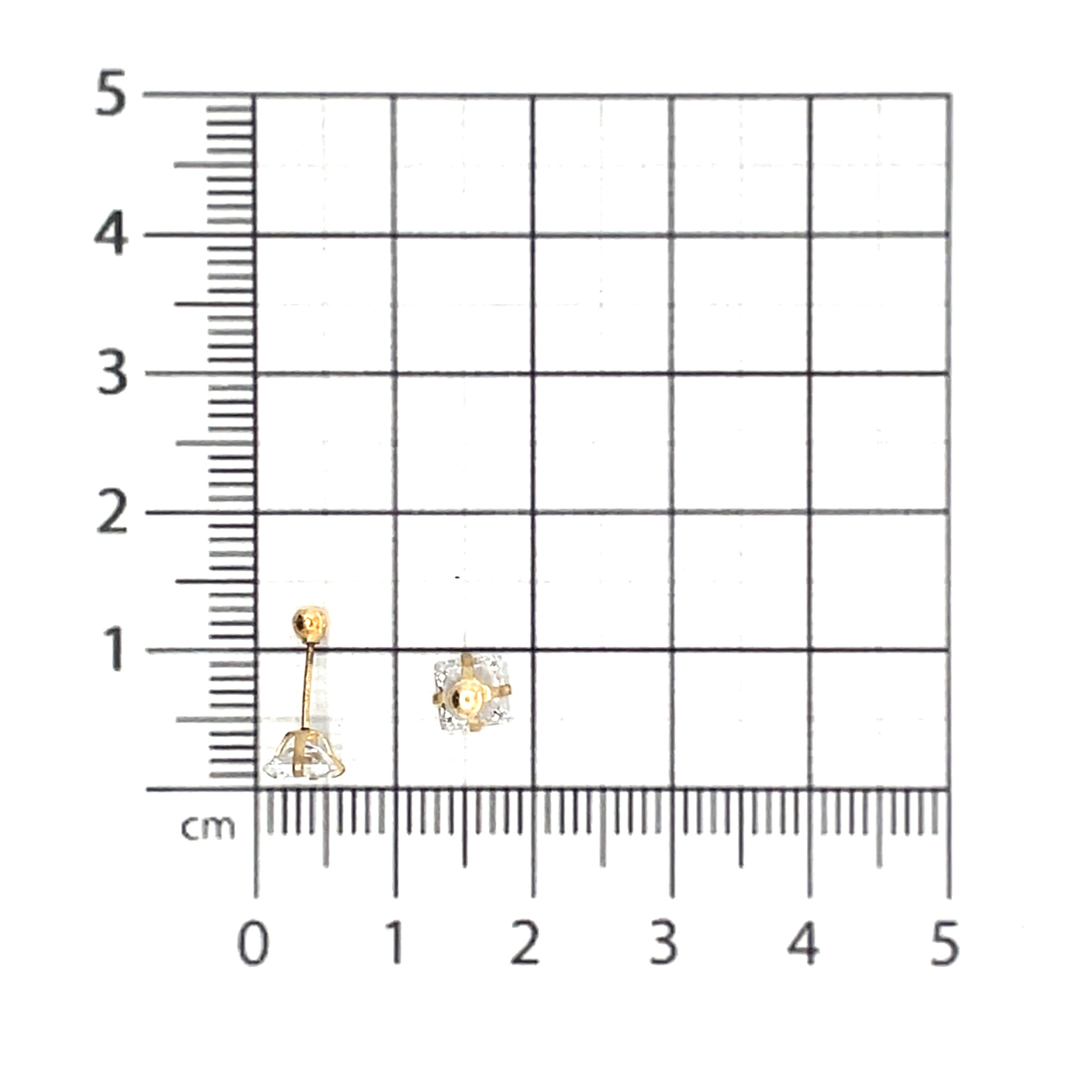 Broquel oro 10k Sin bisel piedra cuadrada blanca 4mm - Imagen 4