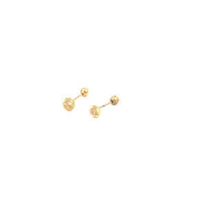 Broquel de oro 10k Bisel diamantado con piedra redonda blanca 2mm
