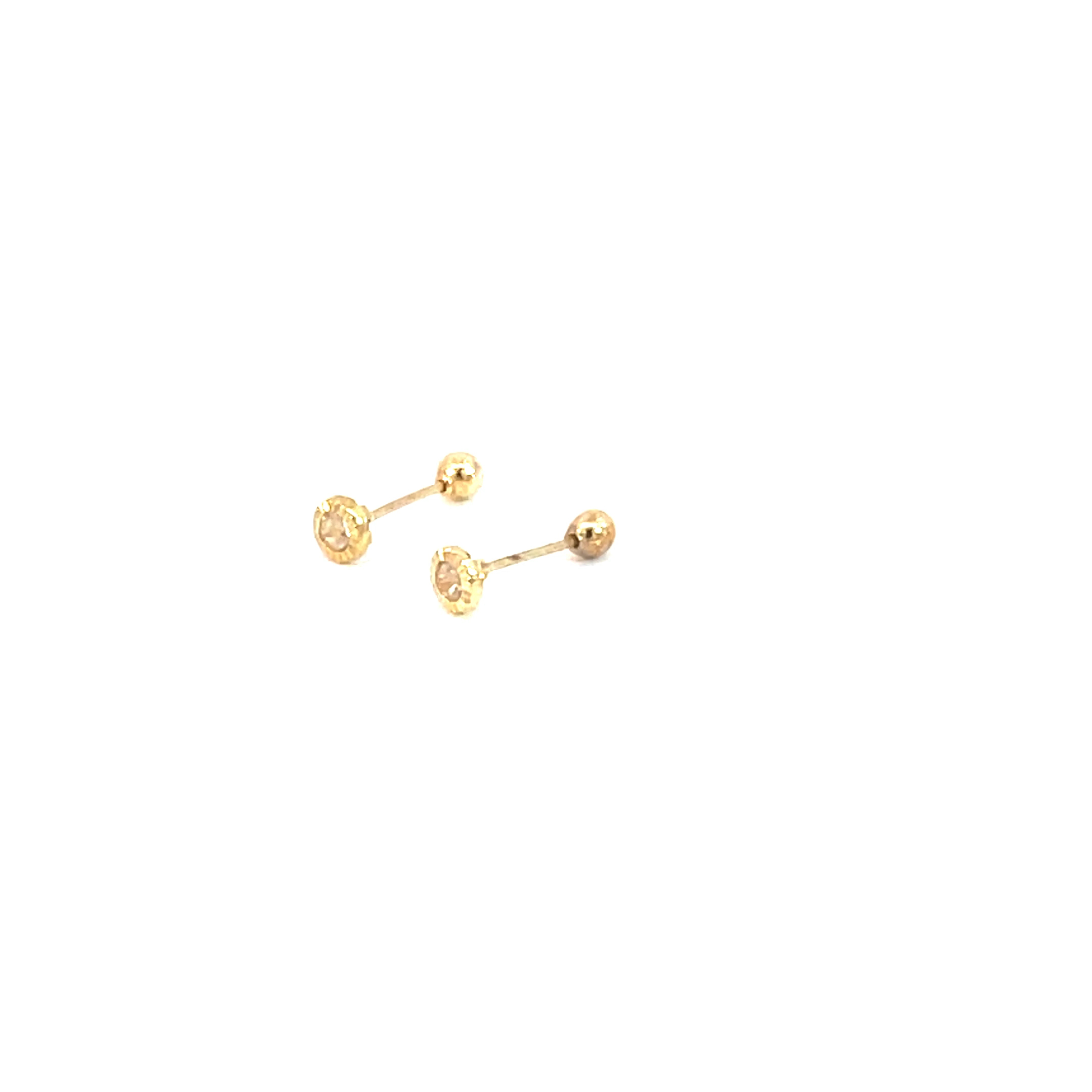 Broquel de oro 10k Bisel diamantado con piedra redonda blanca 2mm - Imagen 3