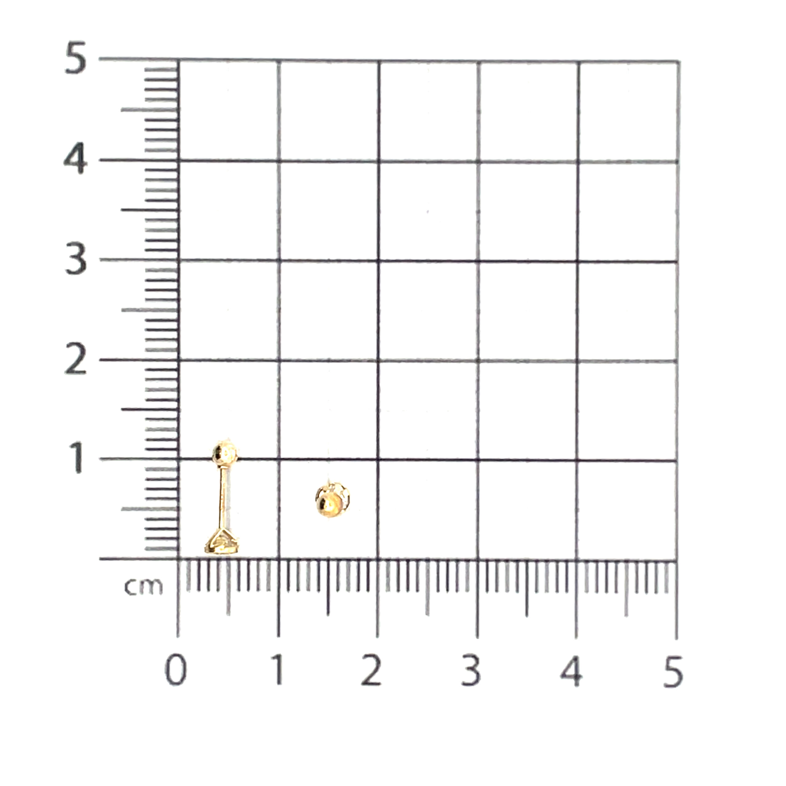 Broquel de oro 10k Bisel diamantado con piedra redonda blanca 2mm - Imagen 4