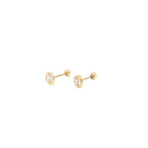 Broquel de oro 10k Bisel con piedra redonda blanca 3mm